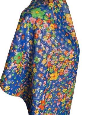 Long Metallic Floral Scarf Wrap Shiny Vintage Boho Flowers Bohemian Silver Gold